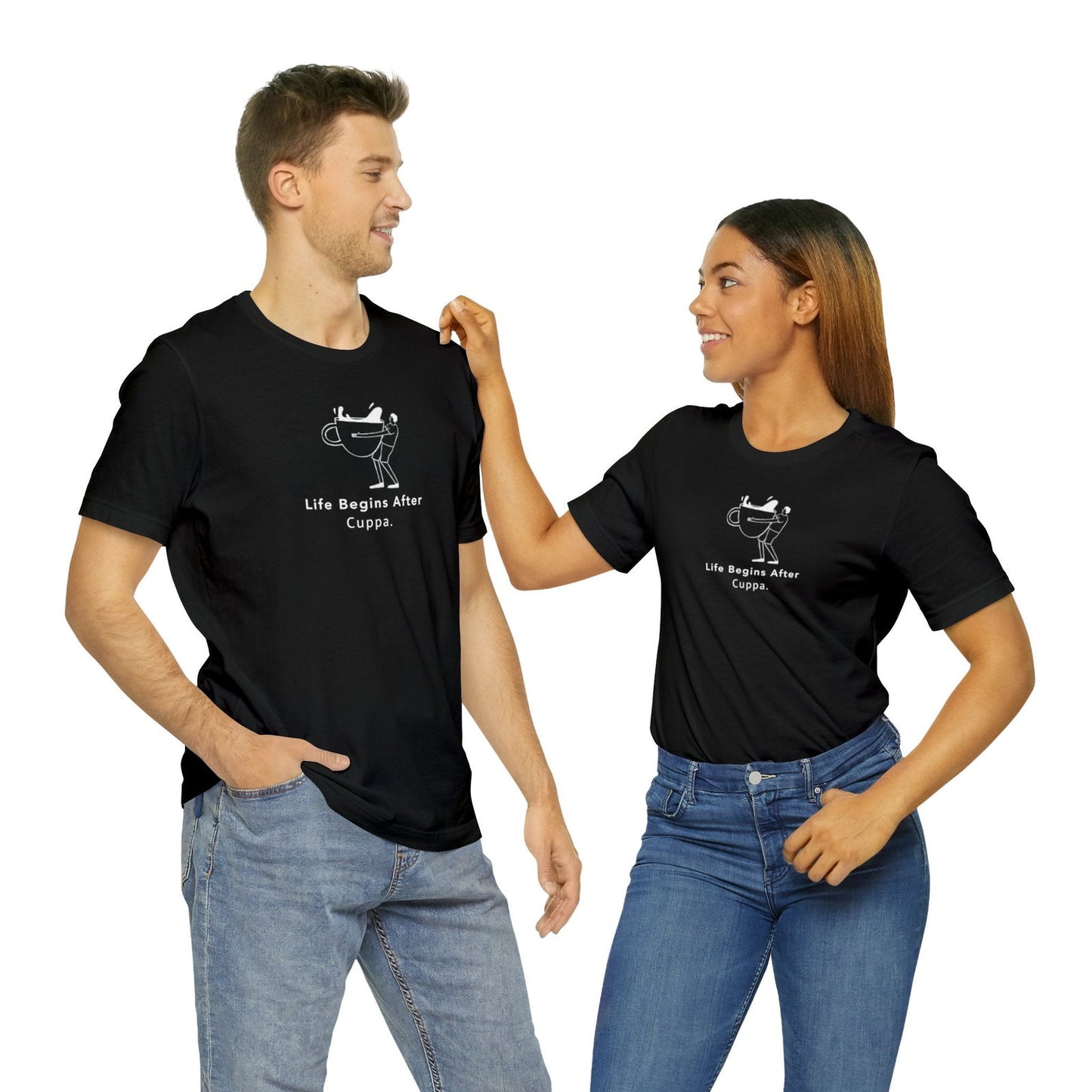 Buy Life Begins After Cuppa Unisex Jersey Tee from Contrast Craze, a stylish .