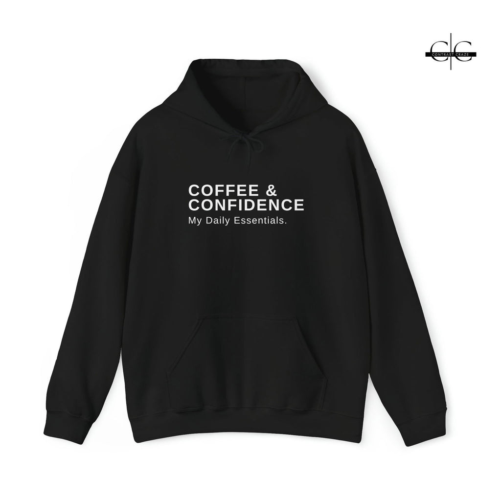Buy Coffee and Confidence Unisex Hoodie from Contrast Craze, a stylish .