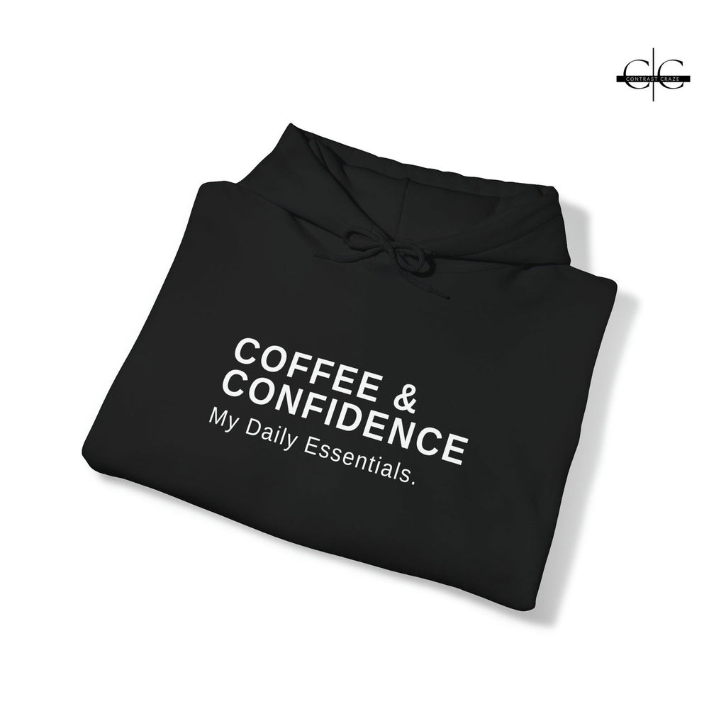 Buy Coffee and Confidence Unisex Hoodie from Contrast Craze, a stylish .