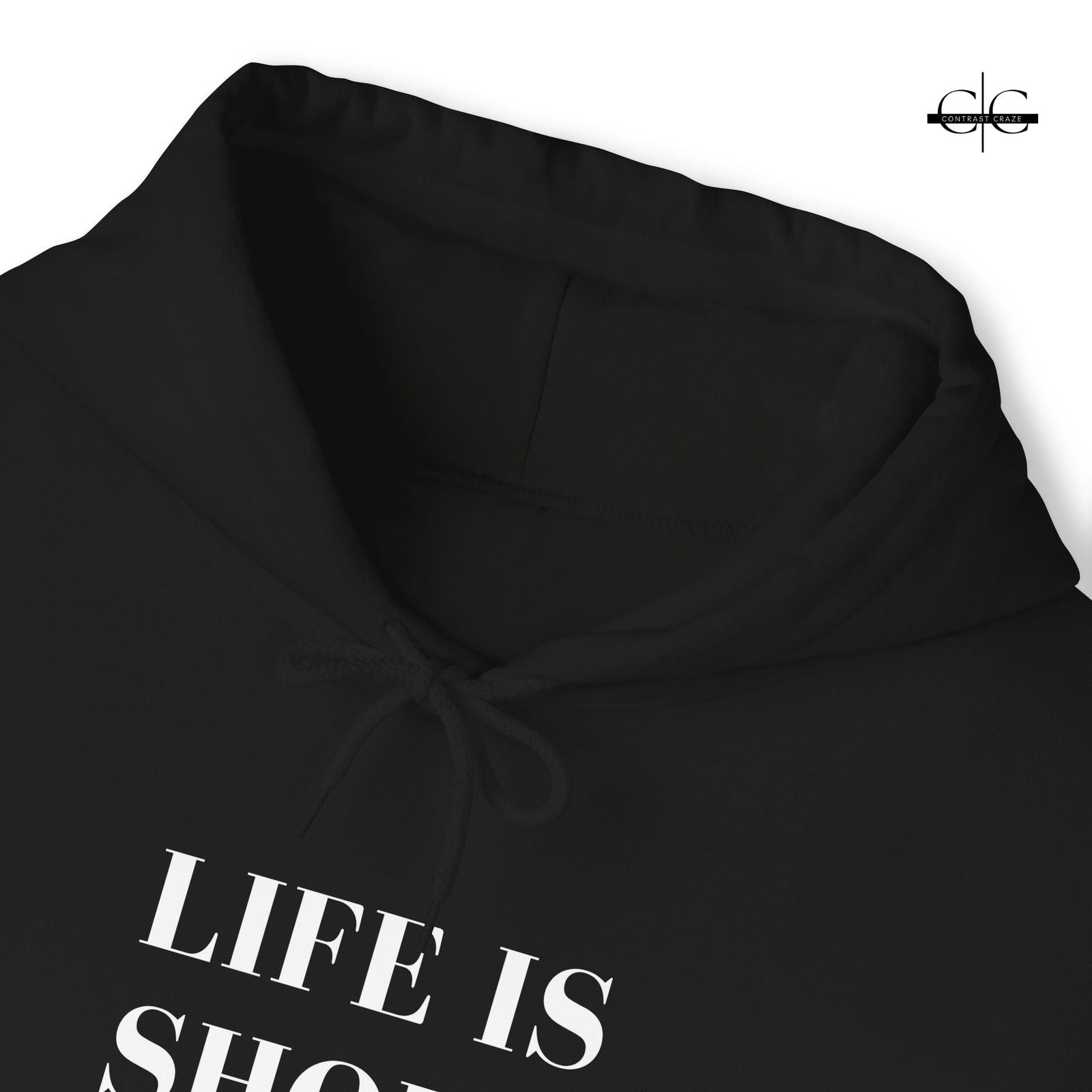 Buy Life is Short, Buy the Shoes Unisex Hoodie from Contrast Craze, a stylish .