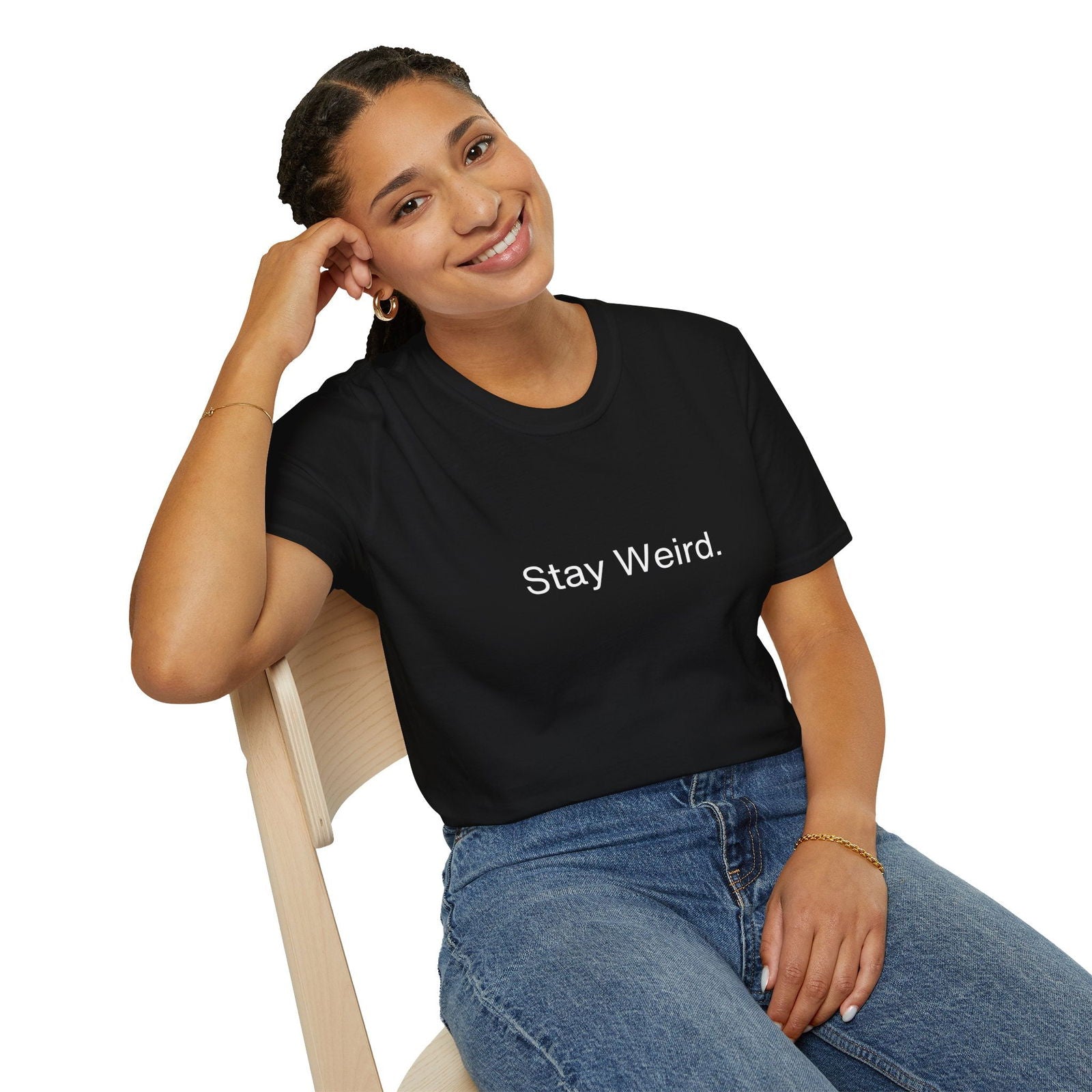 Buy Stay Weird Unisex Soft-Style T-Shirt from Contrast Craze, a stylish .